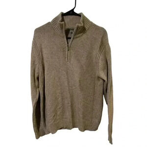 Johnston &‎ Murphy Men's Medium 1/4 Zip Pullover Long Sleeve Tan
